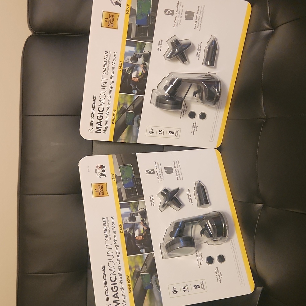 Two Scosche Black MagicMount Charge Elite Wireless Chargers